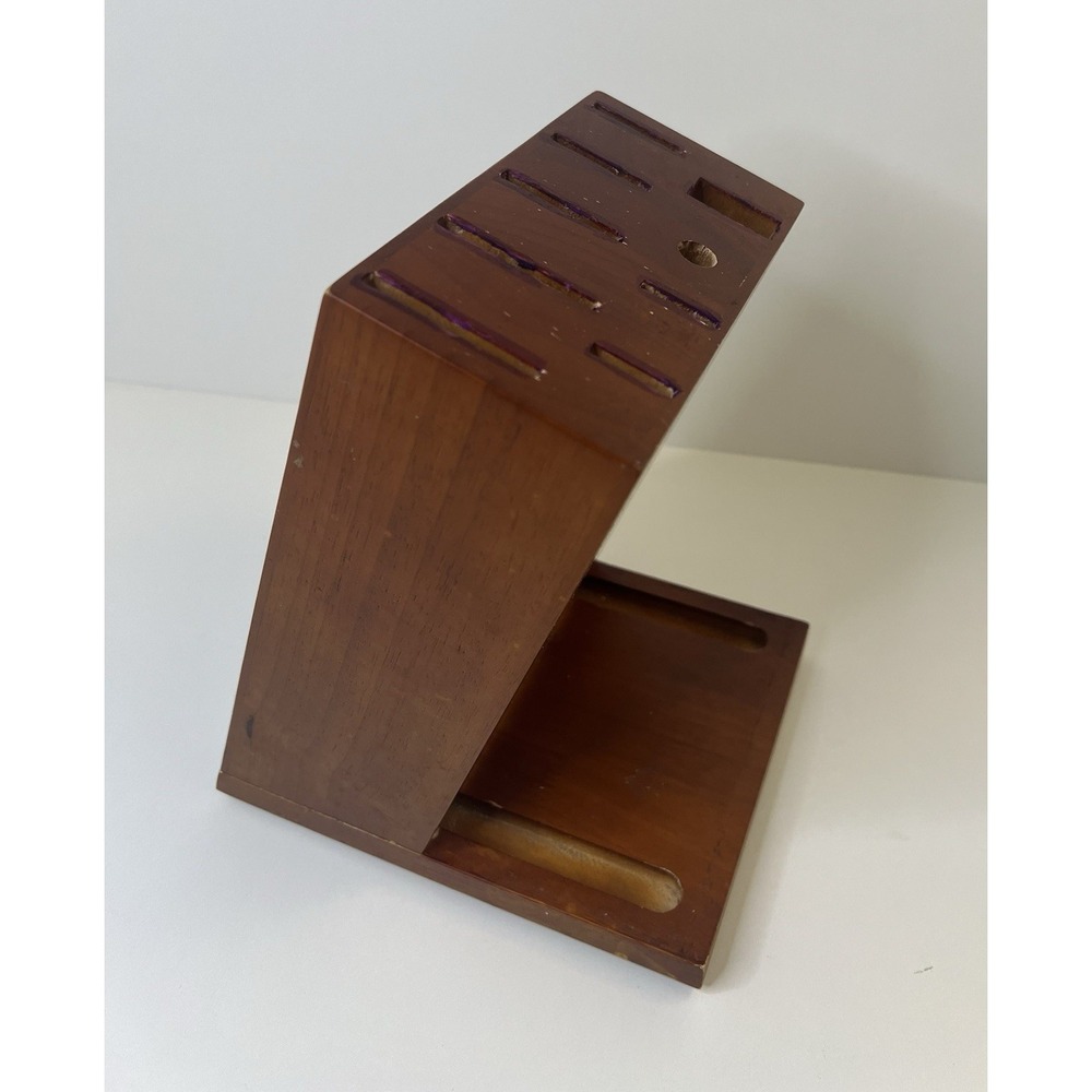 Solid Wood 8 Slot Knife Block Sharpener Holder 9.5 X 8